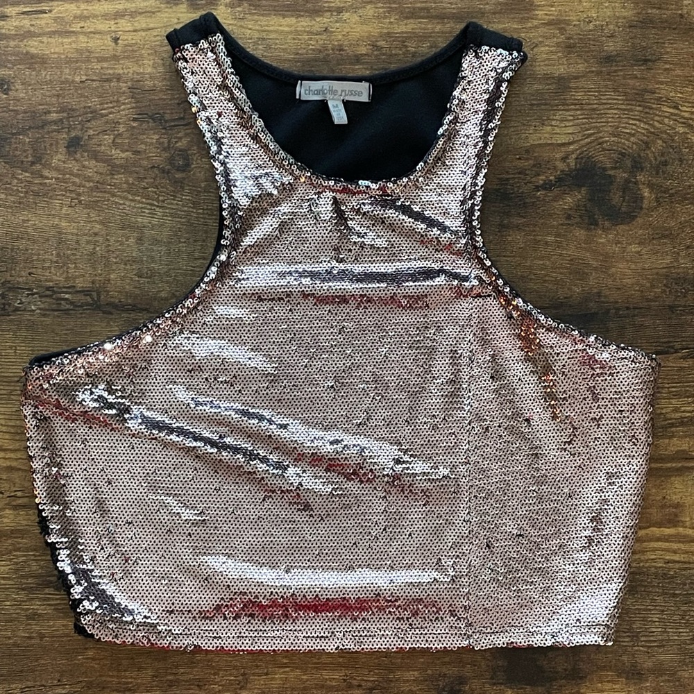 Rose Gold Sequin Crop Top
